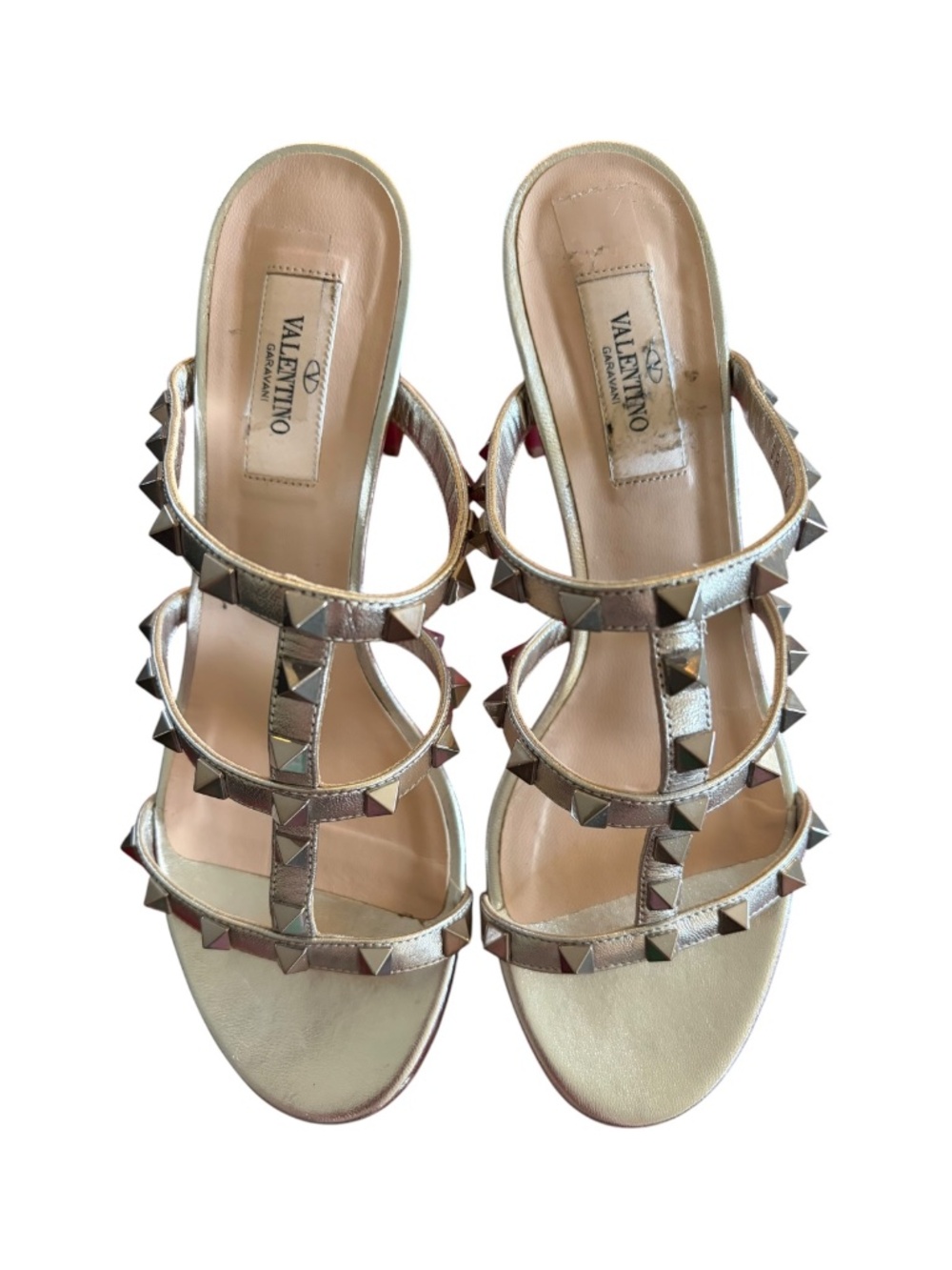 Valentino Garavani Rockstud Metallic Leather Mule Sandals 38